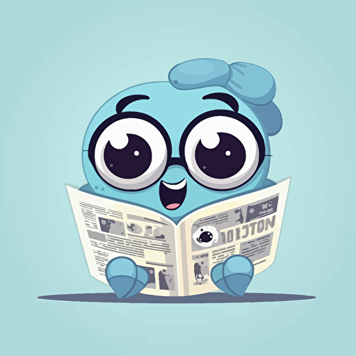 sticker design, super cute pixar style baby newspaper with eyes, vector