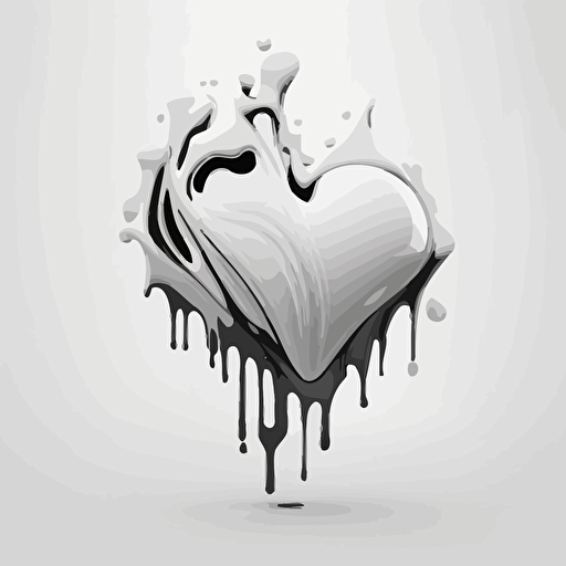 A stilized heart on a white background, vector style in back and white, liquify