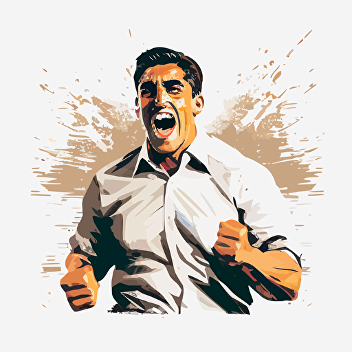 vector of a man celebrating with exaggerated expressions. Transparent background, comercial grade.