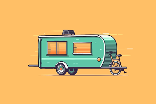 2d illustration, bmx 1970's trailer simple vector colorful sticker