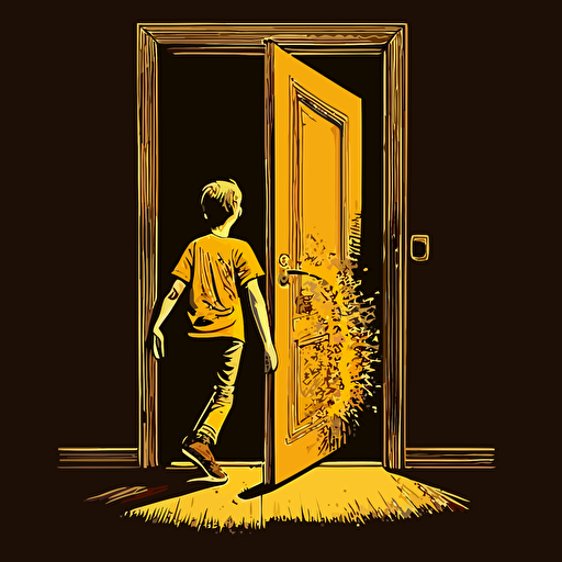 person passing through a very narrow door, vector illustration