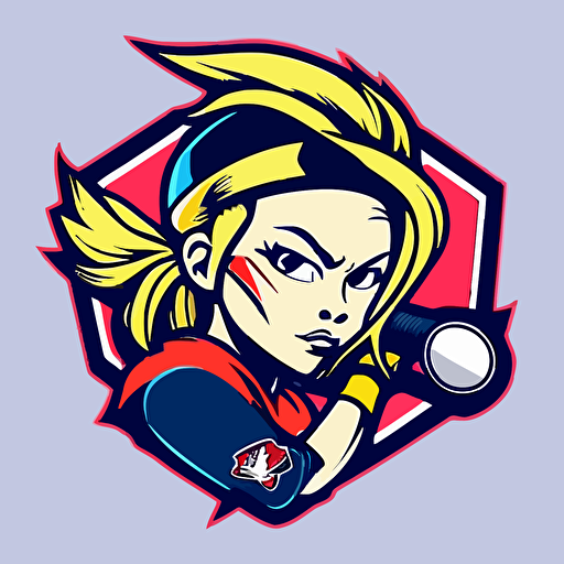 a mascot logo for a girls softball team, simple, vector