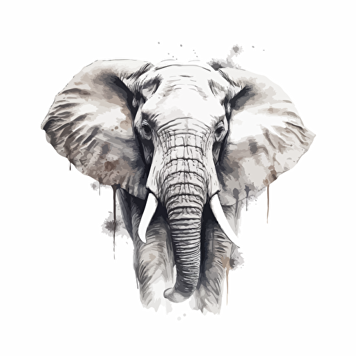 white elephant drawing,vector,white backgroud,minimallist