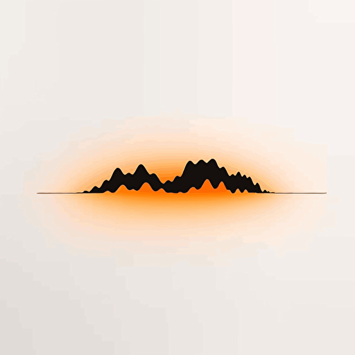 black sound wave vector abstract logo, orange background