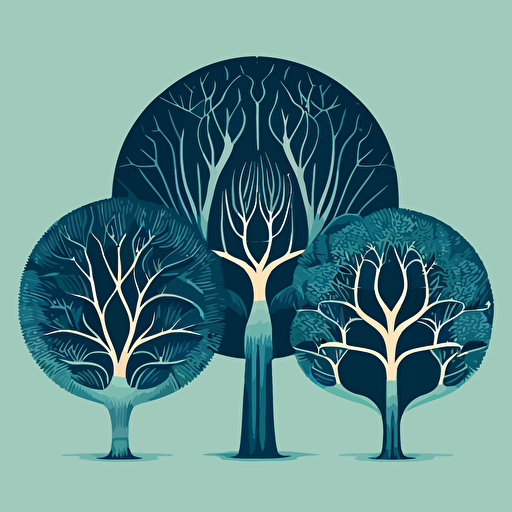 enchanted trees minimalistic vector illustration