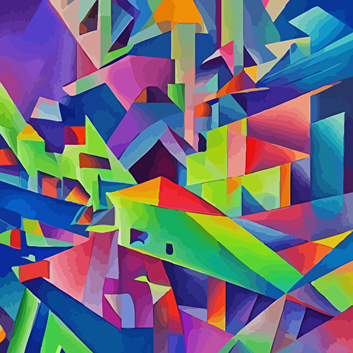 surreal neon render zaha hadid 3d kandinsky city cubism futuristic picasso rooms 3 point perspective vladimir kush dali kandinsky 3d realistic shading complimentary colors vivid neon colors aesthetically pleasing composition masterpiece 4k 8k ultra realistic super realistic