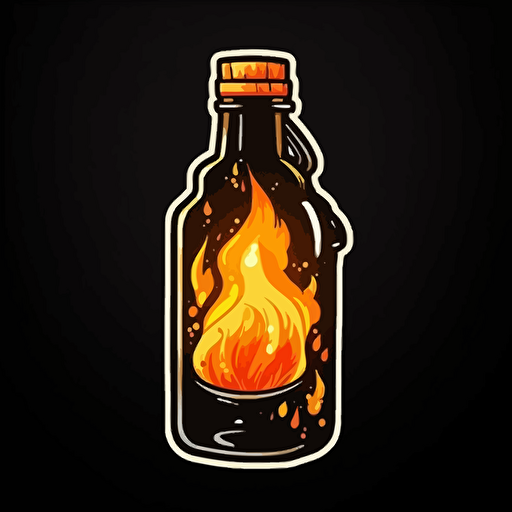 vector sticker a bottle molotov with a flame