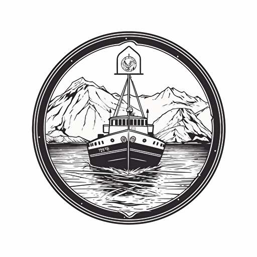 articsea logo a boat expedition company in antartica, vector art, line work, simple