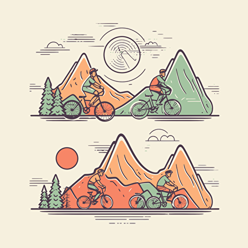 one line vectors for a travel agency that sells active travels like hiking, bicycle,surfing, color #EF8E68