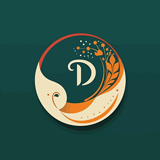 Minimalist abstract logo design with oriental feel and prosperity with letter D, vector logo design, maternity logo design, fertility