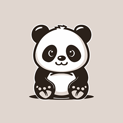 cute simple cartoon happy panda vector logo