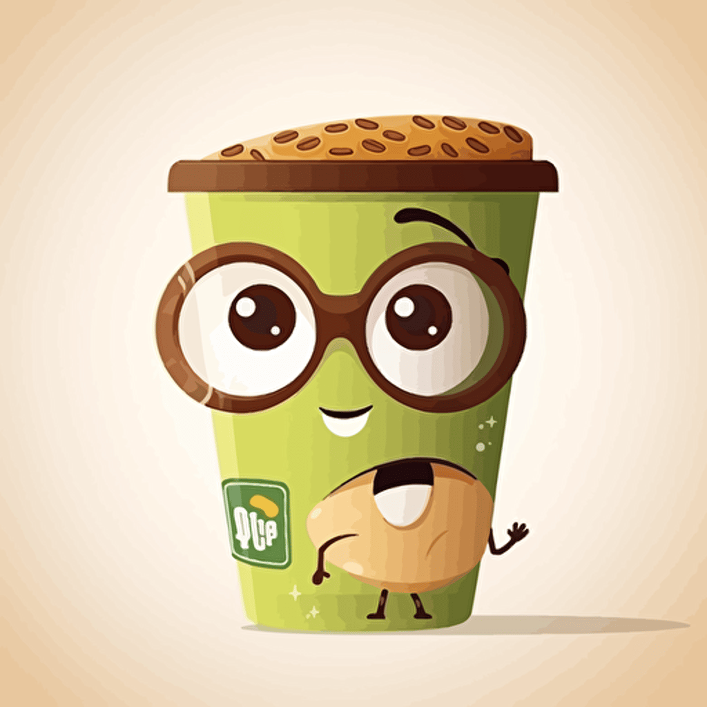 sticker design, super cute pixar coffee cup, vector