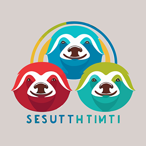 colorful sloth head faces branding logo, geometric, simple, vector