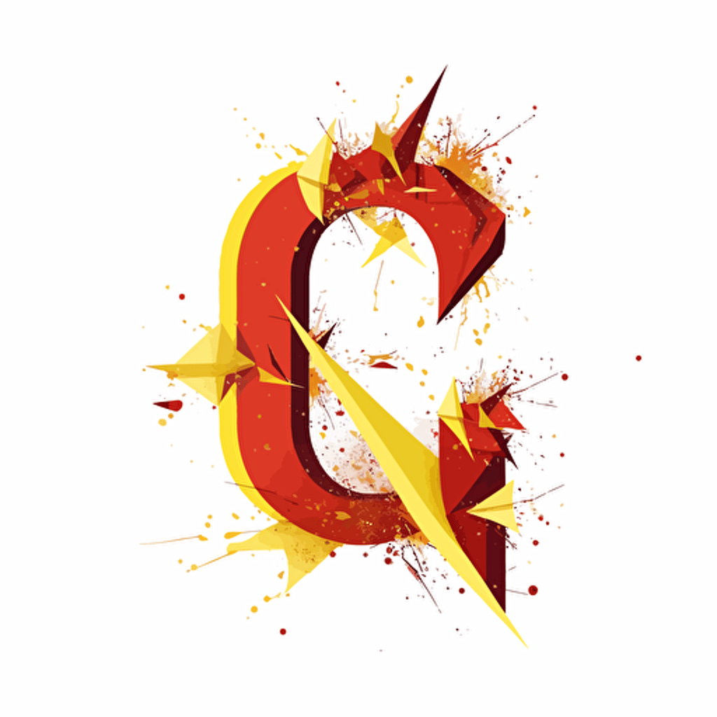 flat vector of the letter q with a lightning lightning where all the edges are smooth with a white background