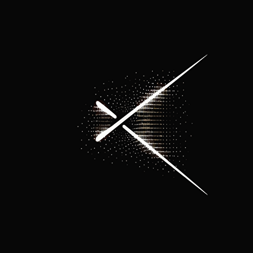 retro iconic logo of a mouse cursor hit by light, white vector, on black background