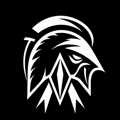 Assassin's Creed warrior logo vector style, white on black background, flat desing, simple