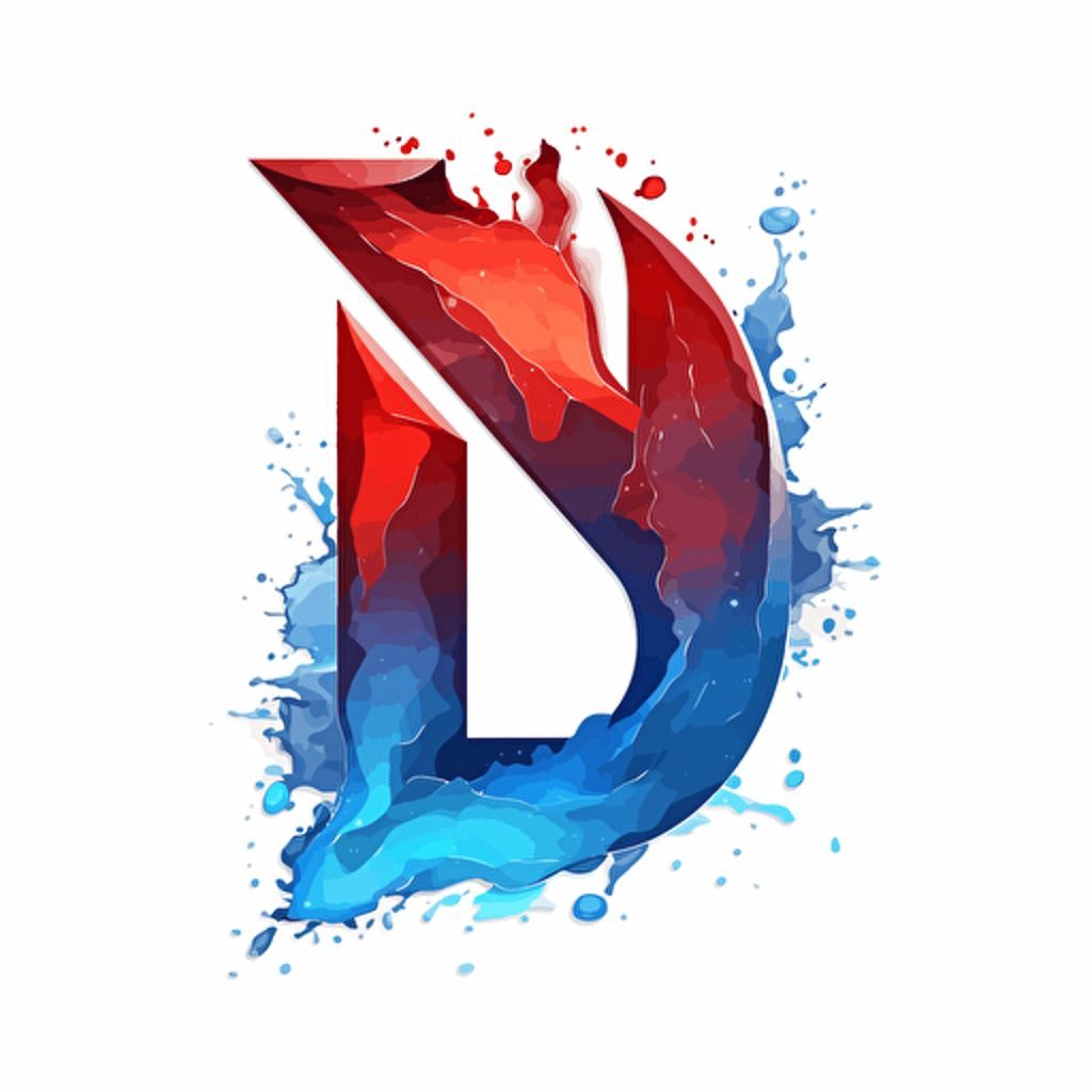 vector logo with the letter N above and the letter G below the letter N, using 2 colors red and blue to represent fire and water destiny.