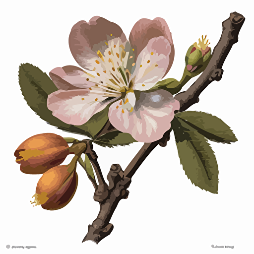 A small Single colored prunus persice flower in color #B55D6D , no background, vector, drawn with pencil, background has shade #1B110B