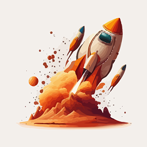 rocket mars vector white background