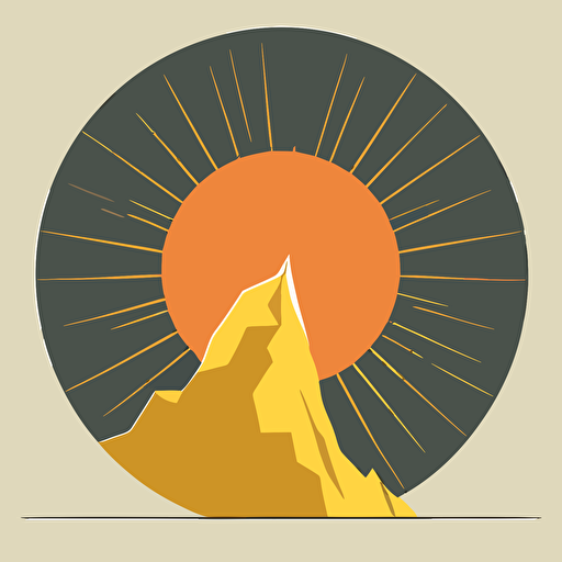 minimalist vector line logo of the sun cresting a mountain in the style of ivan chermayeff
