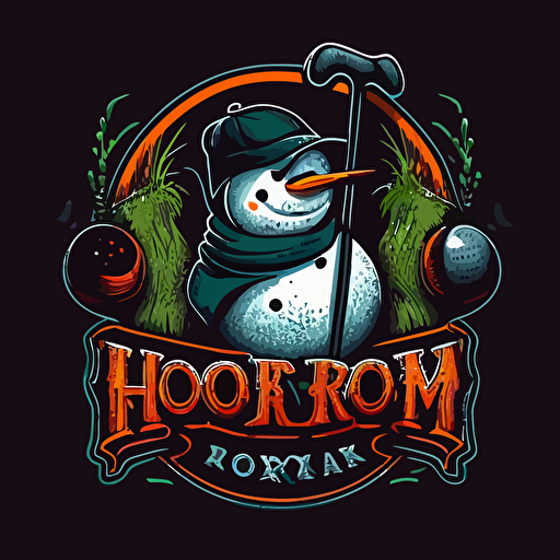 vector logo, detailed, golf team named hook'r and snowmen