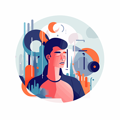 illustration of "lack of focus and motivation". Style: flat vector simplistic illustration in pastel colors with white background