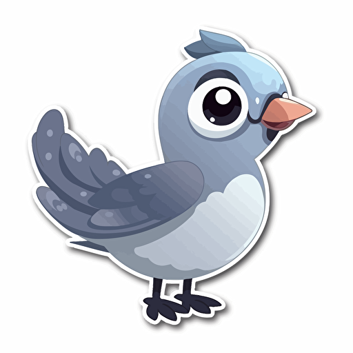 sticker design, super cute pixar style pigeon, vector