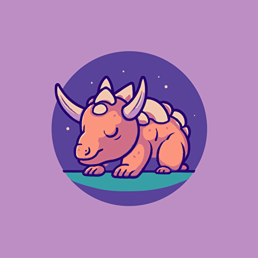 An illustrated triceratops that features as the mascot for a baby sleep product brand. Flat outline vector style.