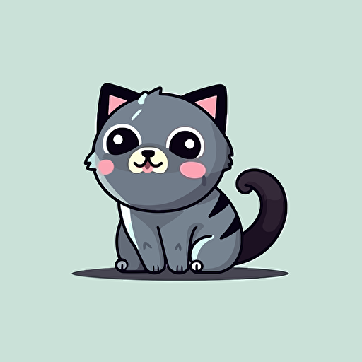cute cat, vector flat, 2d, sticker, cartoon