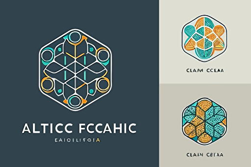 I would like a flat vector logo for my medical imaging and artificial intelligence company that features an abstract, geometric design inspired by both medical imaging and AI. Combine simple shapes like circles or hexagons to represent the structure of medical imaging technology, while incorporating subtle AI-related elements such as circuit-like patterns or interconnected nodes. Use a modern and cohesive color palette with shades of blue, green, or gray to convey innovation, professionalism, and energy. The logo should be clean, memorable, and easily recognizable, reflecting the essence of the medical imaging and artificial intelligence field