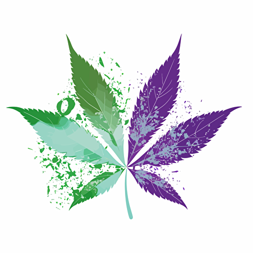 marijuana leaf green and purple vector