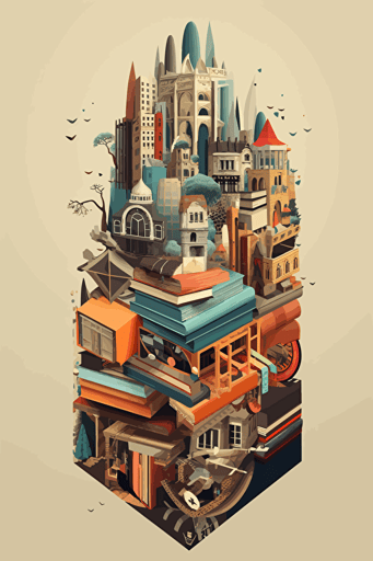 vector image, pdf, svg, thick strokes ::1 infinite library, intricate bookcovers ::1