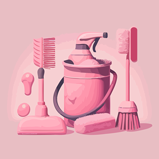 Vector of pink cleaning tools