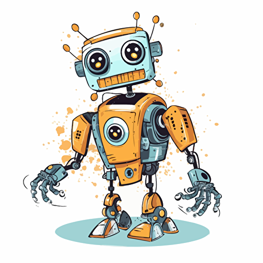 a friendly robot, white background, in the style of vector art,