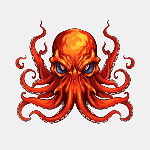 angry octopus clip art style with no background, vector image
