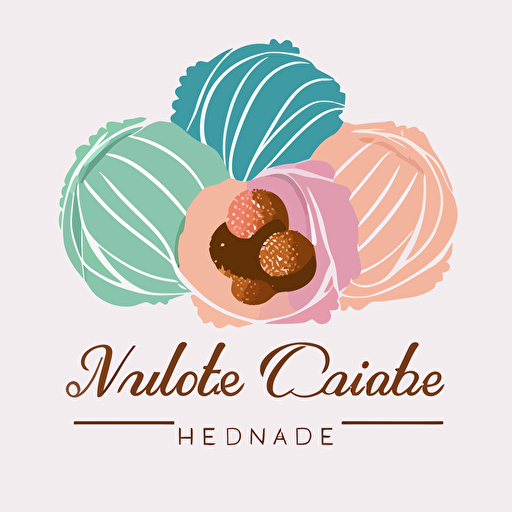 vector logo featuring sillhouette of baked goods, 5 colours, elegant, in the style of claude monet against a white background