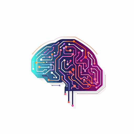 colourful brain with microprocessor logo. poligonal. vector. white background. logo style