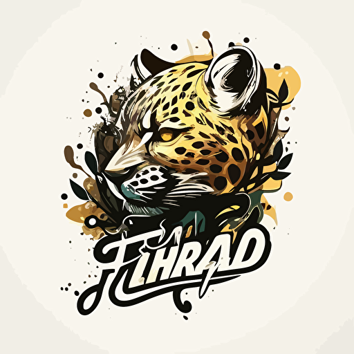 leopard hybrid logo, sticker art, vector, simple, interesting