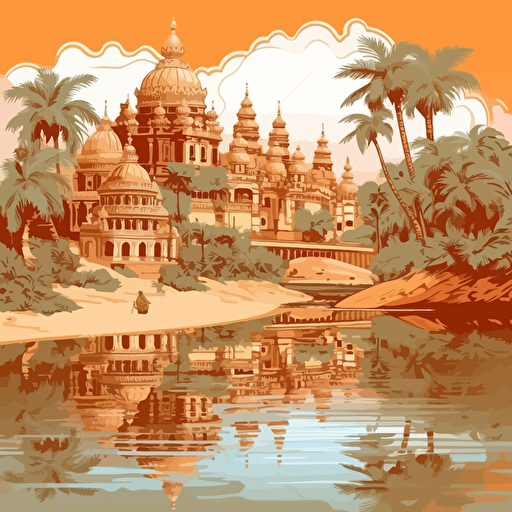 Illustration of India Goa Baga Landscape with Decorative Ethnic Stock Vector