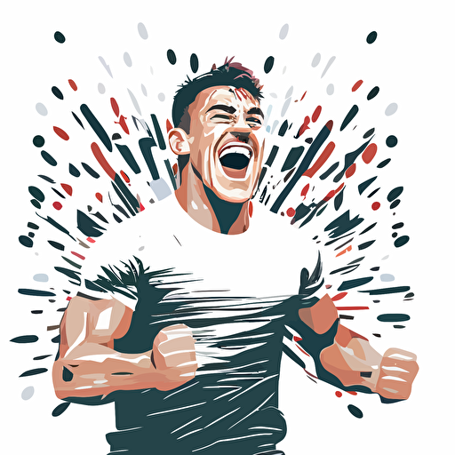 vector of a man celebrating with exaggerated expressions. Transparent background, comercial grade.