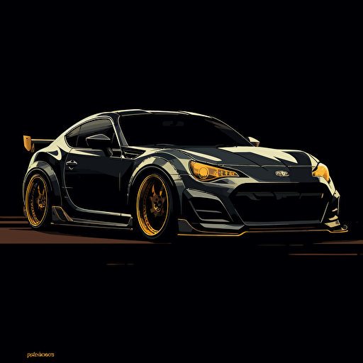 raphic design, jdm, 2023 subaru brz, new brz, limited colors, vector style, high quality, black background