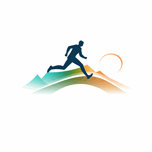 a vector logo visualizing a runner’s high, minimal, on white background