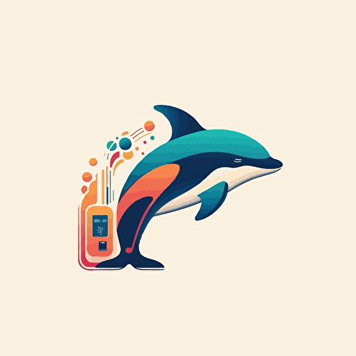 minimalist logo of an orca and a credit card payment terminal. Colorful, logo, vector, clean, friendly