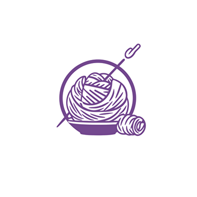 Logo for knitting company, lilac color, vector style, logo style, white background, No text,, png