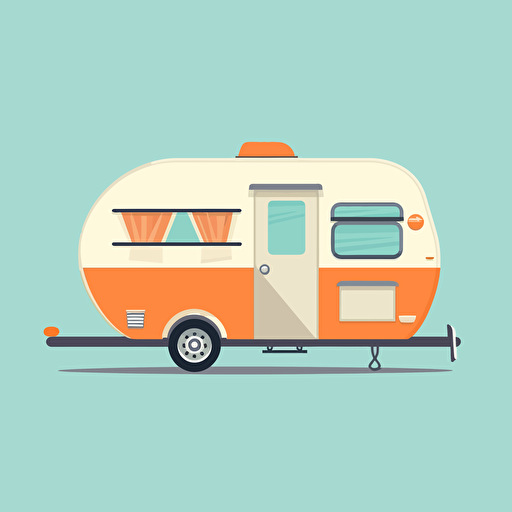 simple flat vector illuastration of a caravan