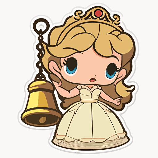 Disney princess Bell chibi sticker style transparent background vector