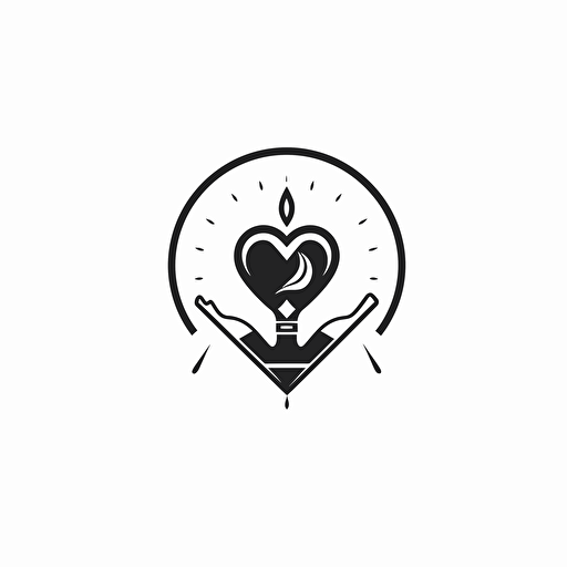 logo of a dagger heart and a hour glass and white, very introverted, circle, simple vector, illustrator, white background, full HD