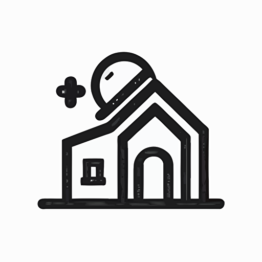 passivhausbau, icon, simple, logo technique, comic vector illustration style, flat design, minimalist icon, flat, adobe illustrator, black and white, white background