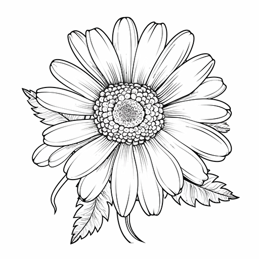 Daisy ignorant style No Shadow. Coloring page. Vector. Simple.