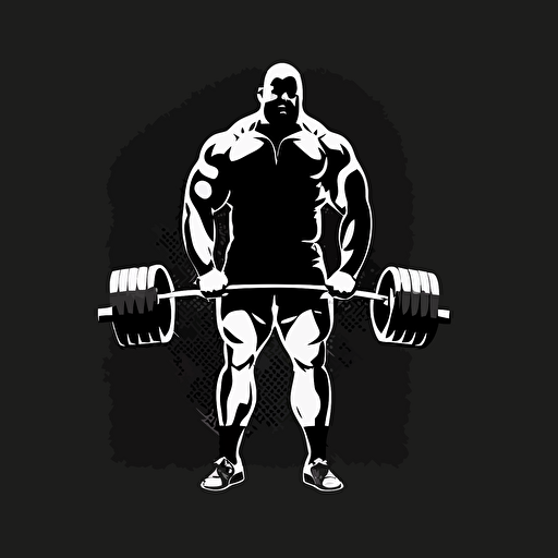 powerlifter weights vector style black and white black background